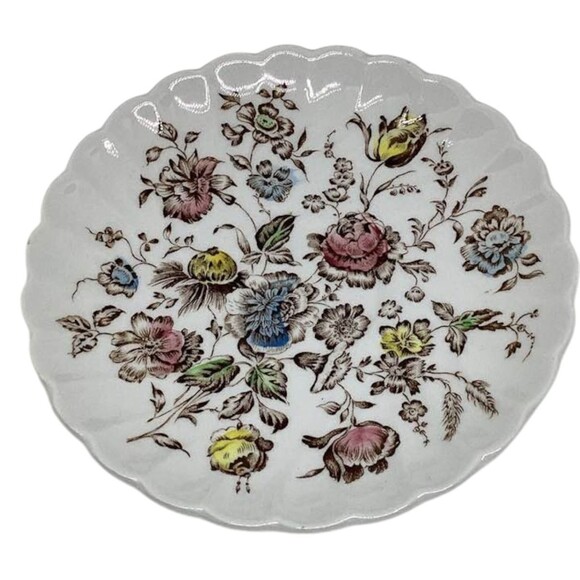 Staffordshire Bouquet Coffee Cup Saucer Ironstone Johnson Bros England Vintage - Picture 9 of 11